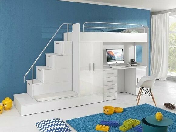 DOPPELSTOCKBETT STOCKBETT BETT ETAGENBETT MIT SCHREIBTISCH + KLEIDERSCHRANK DOPPELSTOCKBETT STOCKBETT BETT ETAGENBETT MIT SCHREIBTISCH + KLEIDERSCHRANK von JV Möbel