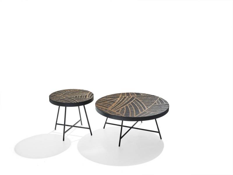 Design Beistell Couchtische Kaffeetisch Rund Tische Schwarz Luxus 2tlg von JV Möbel