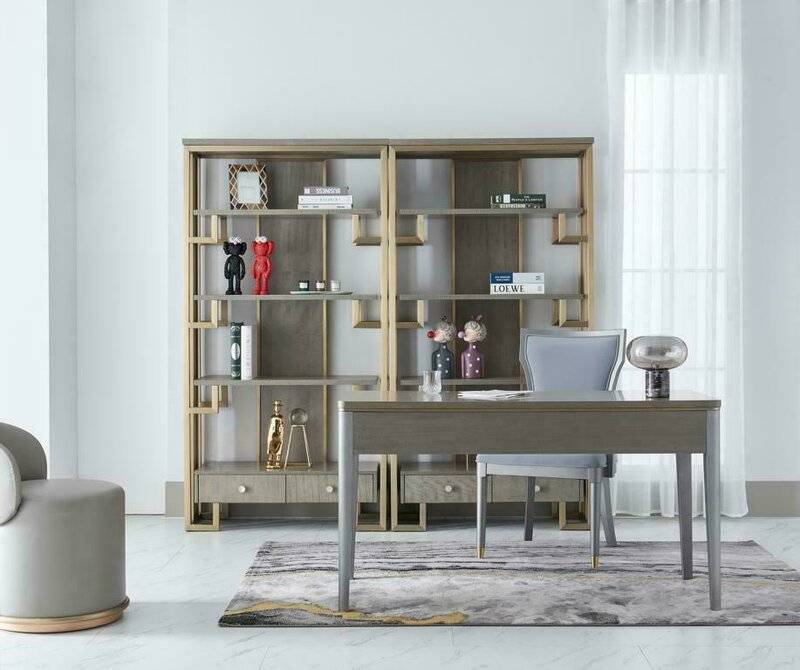 Design Büro Einrichtung Dubai Luxus Stil Möbel Schreibtisch Vitrine Sthl 4tlg. von JV Möbel