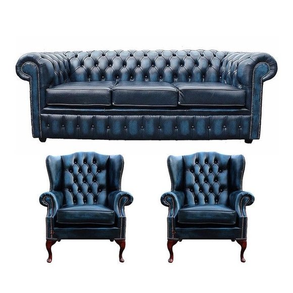 Design Chesterfield Möbel Couch Sofa Ohrensessel Polster Sitz Leder von JV Möbel