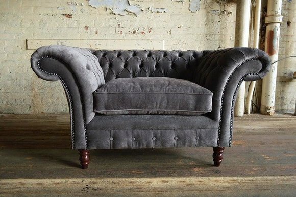 Design Chesterfield Sessel 1 Sitzer Couch Polster Luxus Klassische Textil von JV Möbel