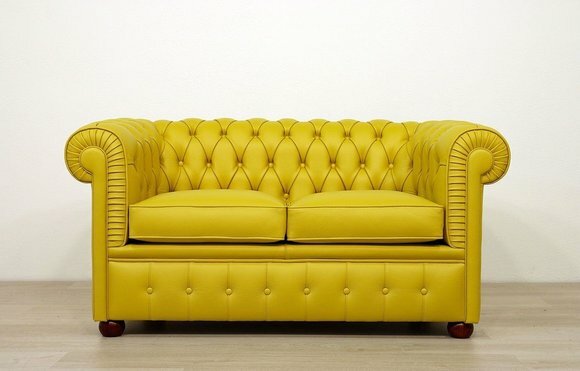 Design Chesterfield Sofa 2 Sitzer Gelb Couch Polster Sofas Wohnzimmer von JV Möbel