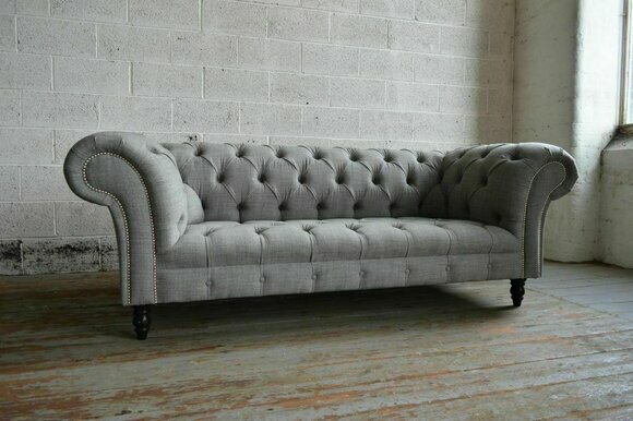 Design Chesterfield Sofa 3 Couch Sofa Set Stoff Polster Leder Dreisitzer Couchen von JV Möbel