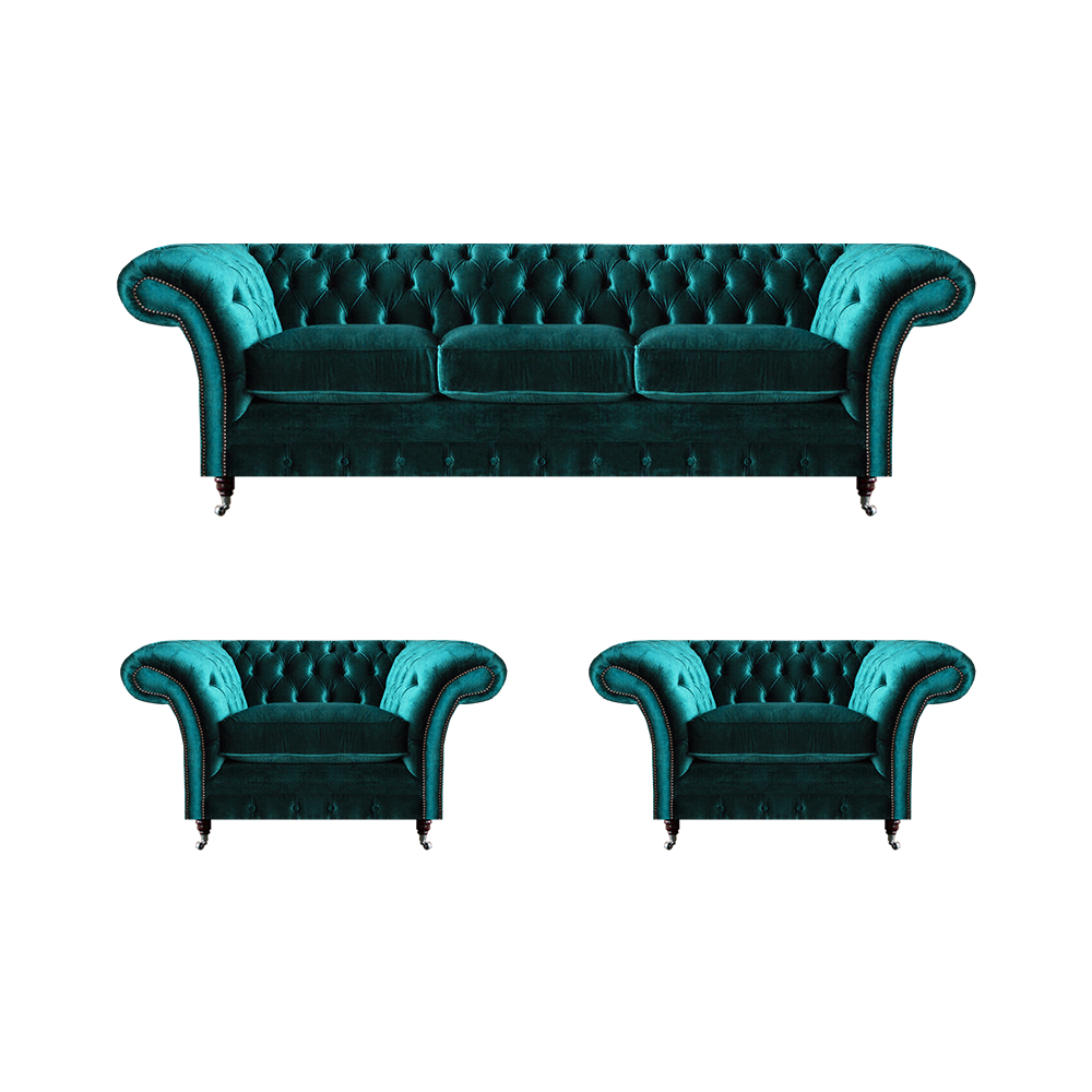 Design Chesterfield Sofagarnitur Dreisitzer Couch Sofa Set 2x Sessel Polster Design Chesterfield Sofagarnitur Dreisitzer Couch Sofa Set 2x Sessel Polster von JV Möbel