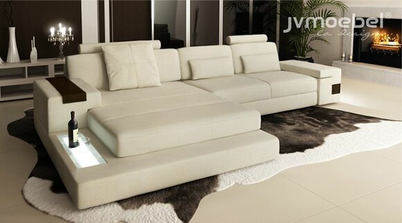 Design Couch Polster Textil Leder Eck Stoff Ecksofa L Form Sofa Couch von JV Möbel