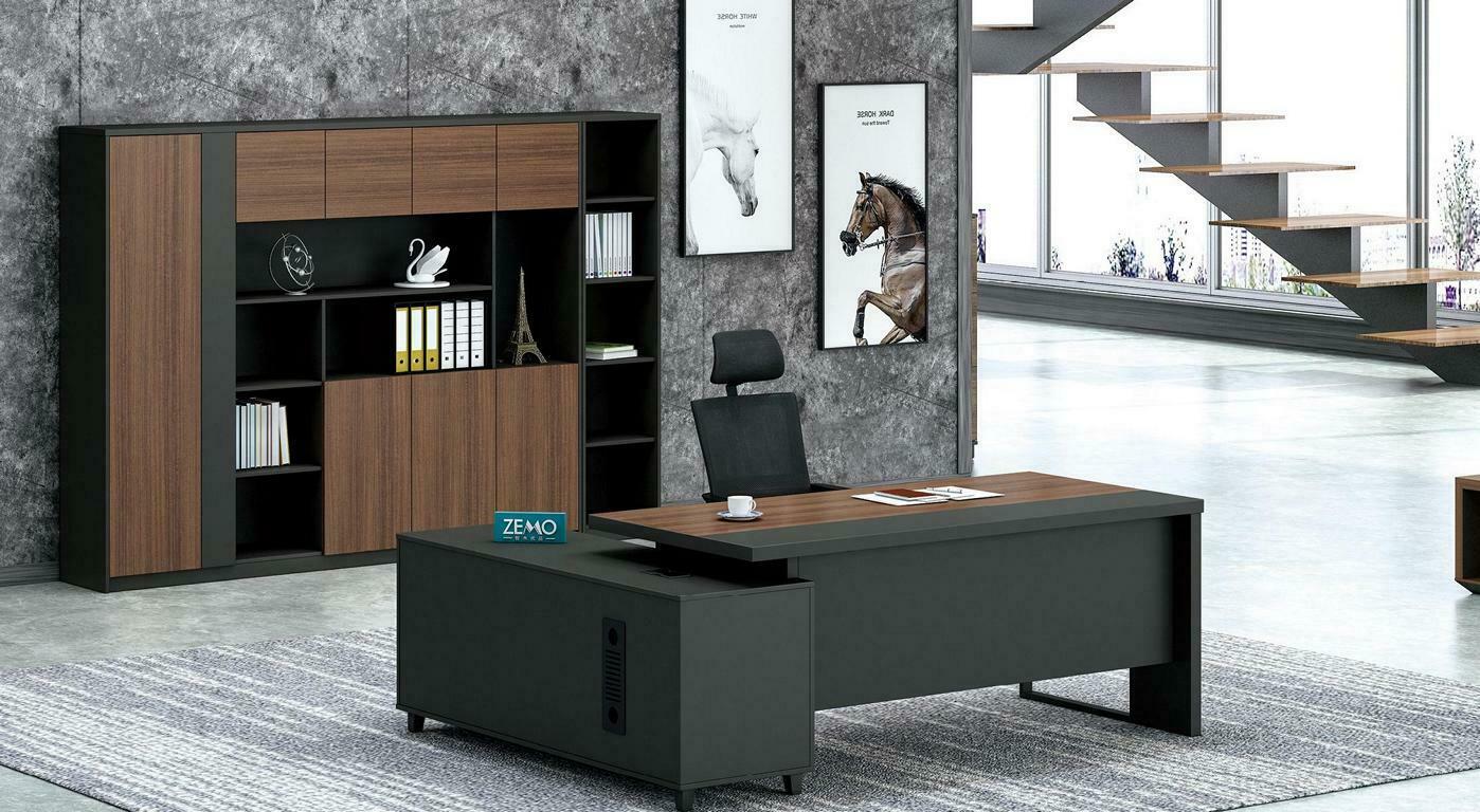 Design Eckschreibtisch Aktenschrank Büro Einrichtung Chef Zimmer Möbel 2tlg.Set von JV Möbel