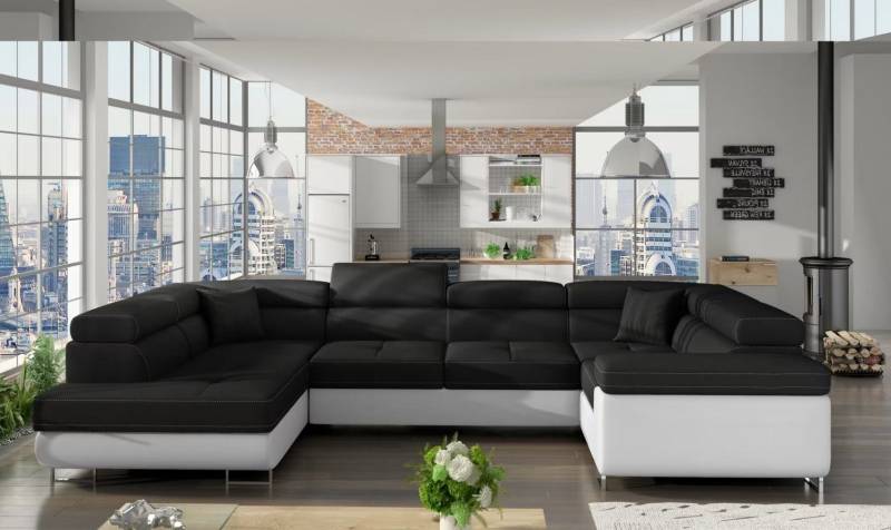 Design Ecksofa L-Form Sofa Couch Polster Schlafsofa Textil Bettfunktion Schlaf Sofort von JV Möbel
