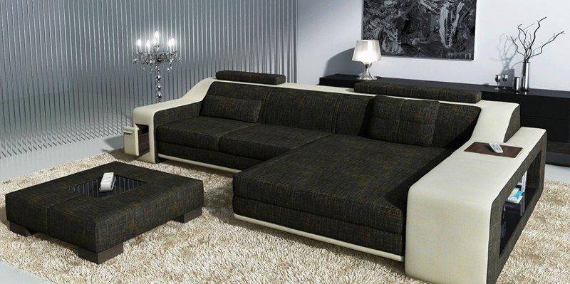 Design Ecksofa Sofa Couch Polster Sitz Eck Garnitur Sofas Leder Textil von JV Moebel