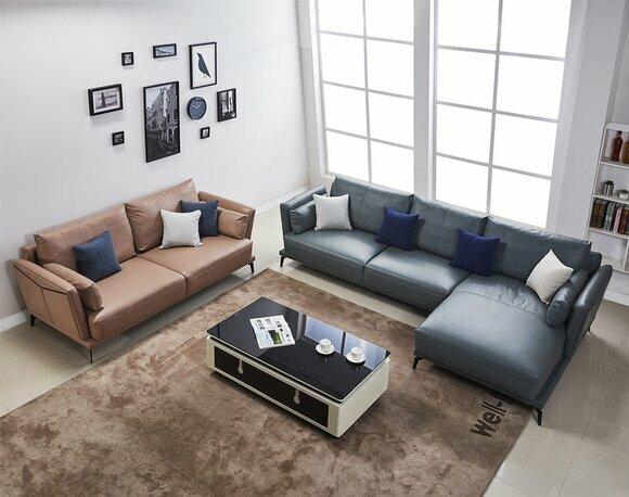 Design Ecksofa Wohnlandschaft Sofa Couch L Form Polster Couchen Leder Couchen von JV Moebel