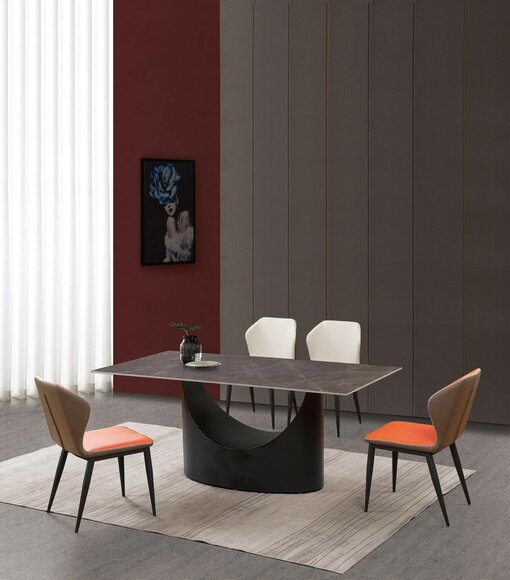 Design Ess Tisch 4 Stühle Set Garnitur Zimmer Gruppe 5 tlg. Tische Marmor von JV Möbel