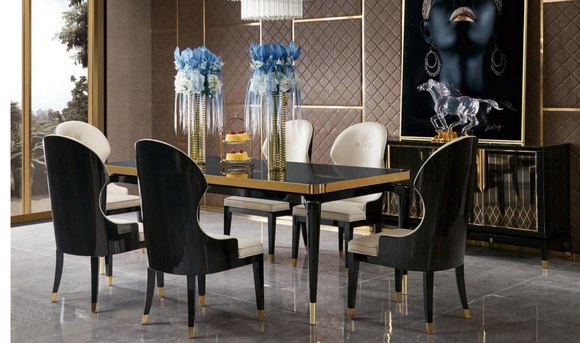 Design Ess Zimmer Stuhl Set Metall Tische Sessel 4x Stühle Tisch Garnitur Design Ess Zimmer Stuhl Set Metall Tische Sessel 4x Stühle Tisch Garnitur von JV Möbel