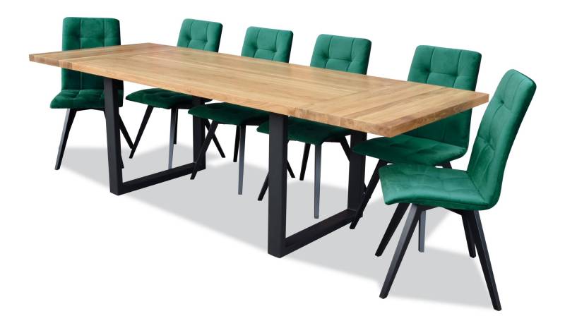 Design Ess Zimmer Stuhl Set Metall Tische Sessel 6x Stühle Tisch Garnitur 7tlg. von JV Möbel
