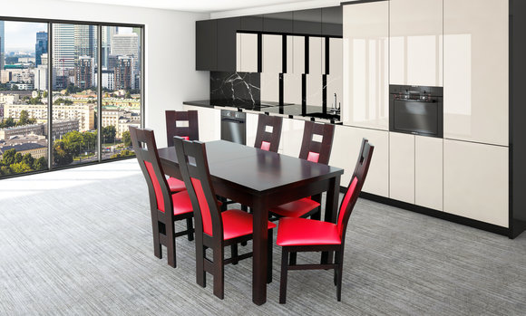 Design Esszimmer Garnitur Stuhl Set Tisch + 6 Stühle Essgarnituren Tische Holz ! von JV Moebel