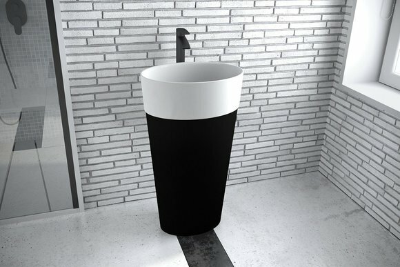 Design Freistehender Waschtisch Acryl Waschschale Mit Säule von JV Möbel
