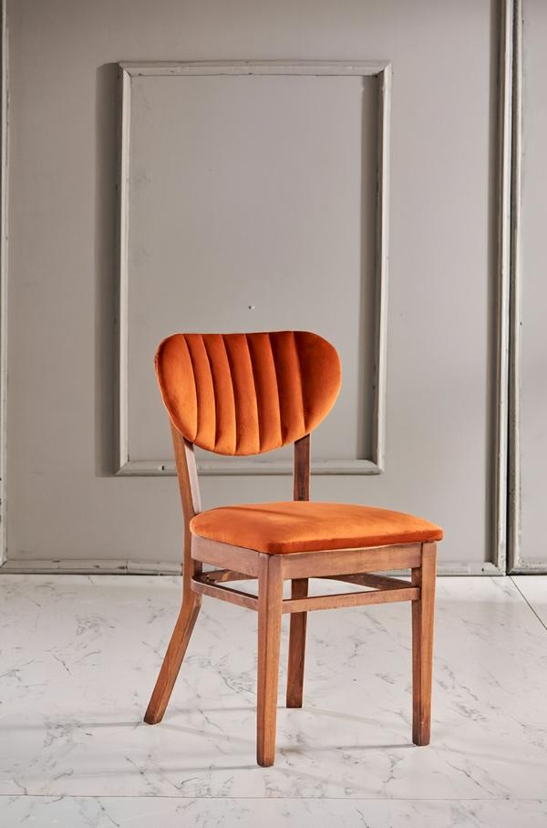 Design Hochwertig Holz Orange Lehn Stuhl Garnitur Esszimmer Polster Luxus Stuhl von JV Möbel