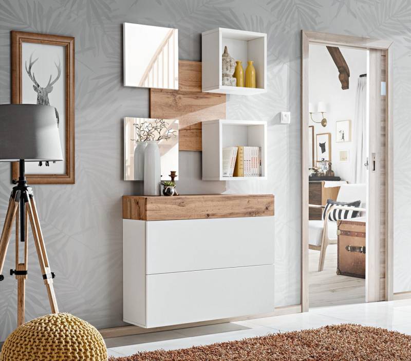 Design Komplett Luxus Diele Schuhschrank Moderne Spiegel Einrichtung von JV Möbel