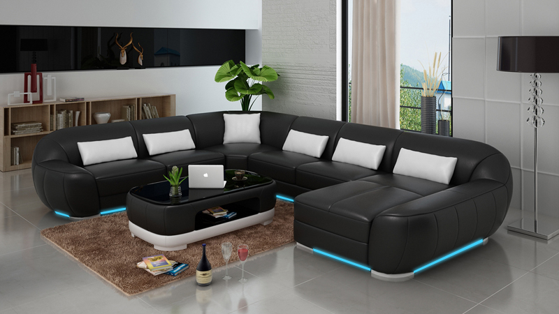 Design Leder Eck Sofa Moderne Garnitur Couch Ecke Neu Wohnlandschaft Grau USB Design Leder Eck Sofa Moderne Garnitur Couch Ecke Neu Wohnlandschaft Grau USB von JV Möbel