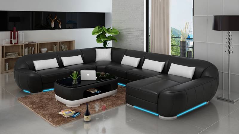 Design Leder Eck Sofa Moderne Garnitur Couch Ecke Neu Wohnlandschaft Grau USB von JV Möbel