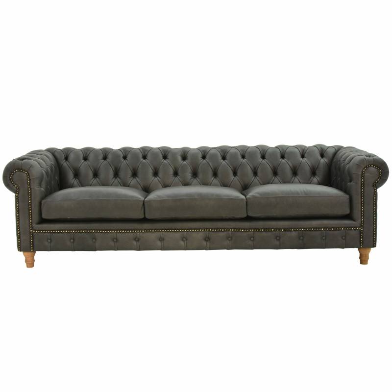 Design Leder Sofa Couch - Chesterfield Polster Dreisitzer 240cm Neu von JV Möbel