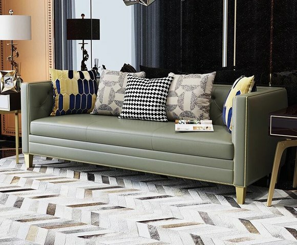 Design Leder Sofa Couch Gruppe Garnitur 3+2 Metall 2tlg Set Luxus Sofas von JV Möbel
