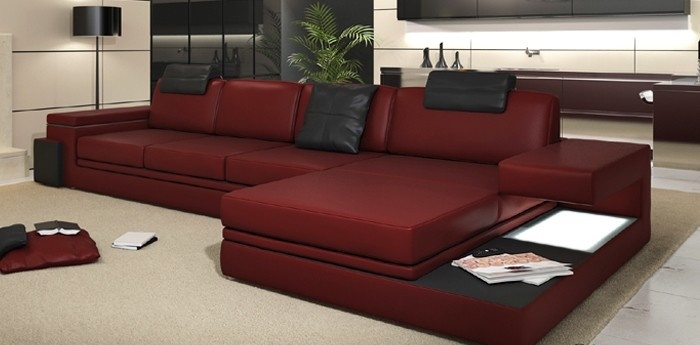 Design Ledersofa Sofa Couch Polster Wohnlandschaft Eck Garnitur Textil von JV Moebel