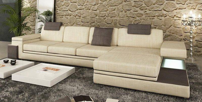 Design Ledersofa Sofa Couch Polster Wohnlandschaft Eck Garnitur Textil von JV Moebel