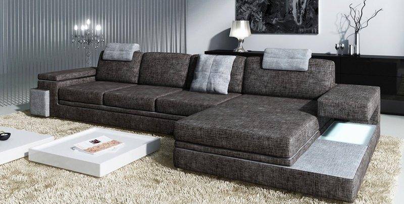 Design Ledersofa Sofa Couch Polster Wohnlandschaft Eck Garnitur Textil von JV Moebel
