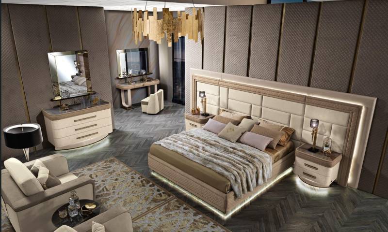 Design Luxus Schlafzimmer Bett 2x Nachttische Kommode Garnitur Betten 8tlg.Set Design Luxus Schlafzimmer Bett 2x Nachttische Kommode Garnitur Betten 8tlg.Set von JV Möbel