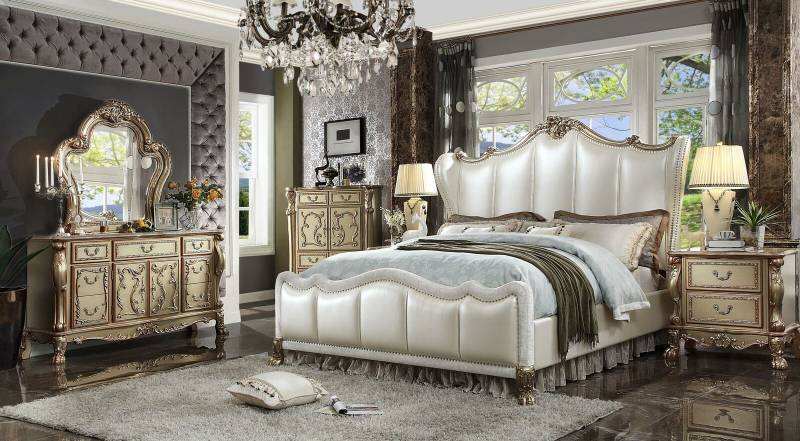Design Luxus Schlafzimmer Set Bett 2x Nachttische Kommode Garnitur von JV Möbel