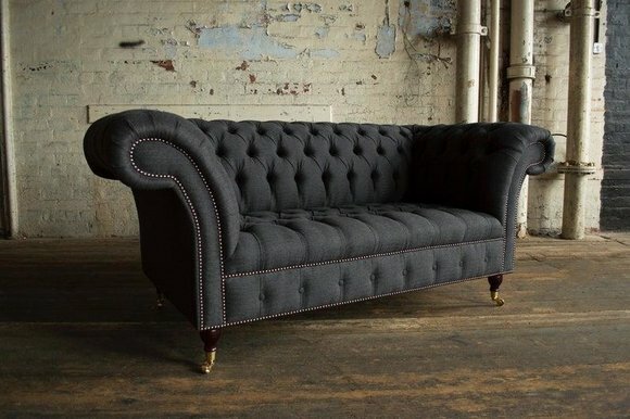 Design Luxus Sofa 2 Sitzer Couch Polster Klassische Textil Sofas von JV Möbel