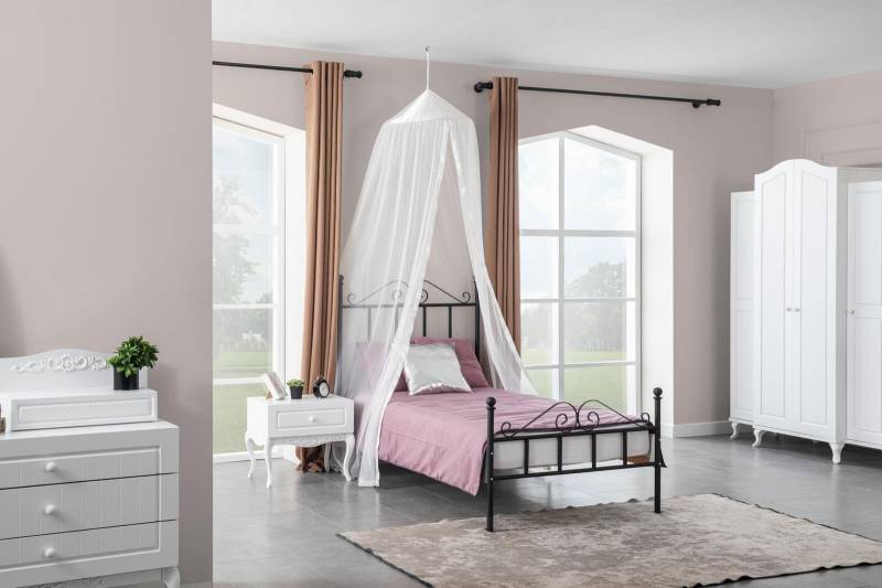 Design Mädchen Jugendzimmer Set Bett Nachttisch Kleiderschrank 6tlg. von JV Möbel