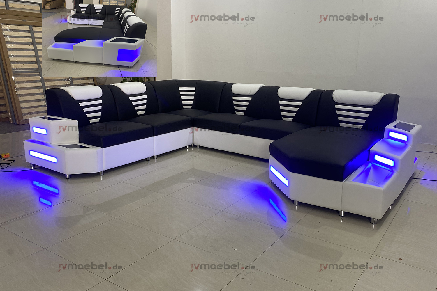 Design Modern Sofa Couch Ecksofa U-Form Ledercouch Wohnlandschaft Ecksofa Design Modern Sofa Couch Ecksofa U-Form Ledercouch Wohnlandschaft Ecksofa von JV Möbel