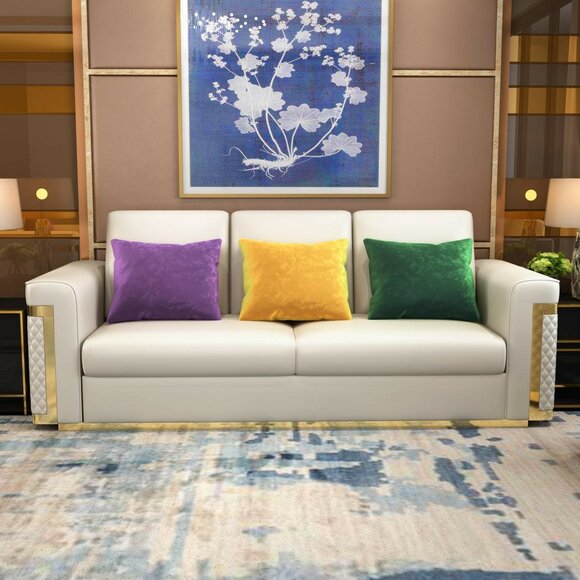 Design Polster Luxus Sitz Sofa Couch Textil Sofa 3 Sitzer Kunstleder Dreisitzer ! von JV Möbel