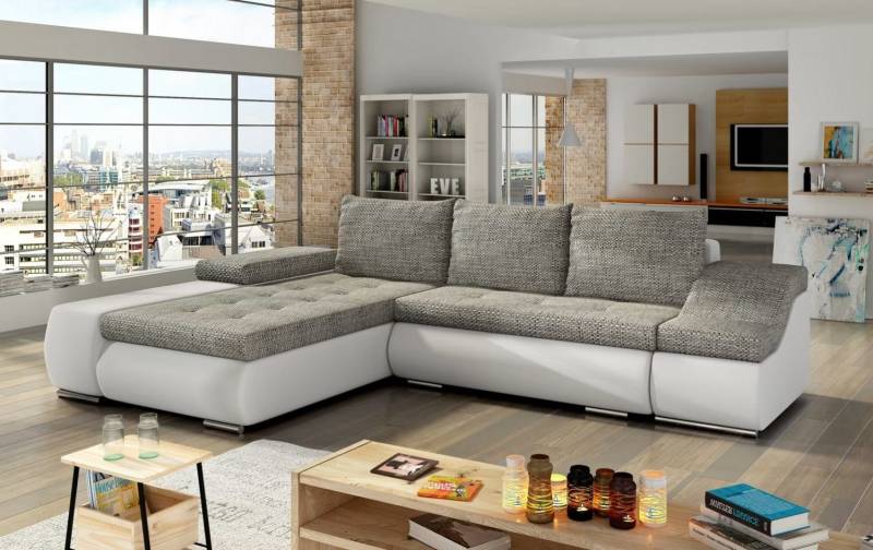 Design Schlafsofa Sofa Polster Wohnzimmer Ecksofa Couch Textl Stoff Garnitur Sofort von JV Möbel