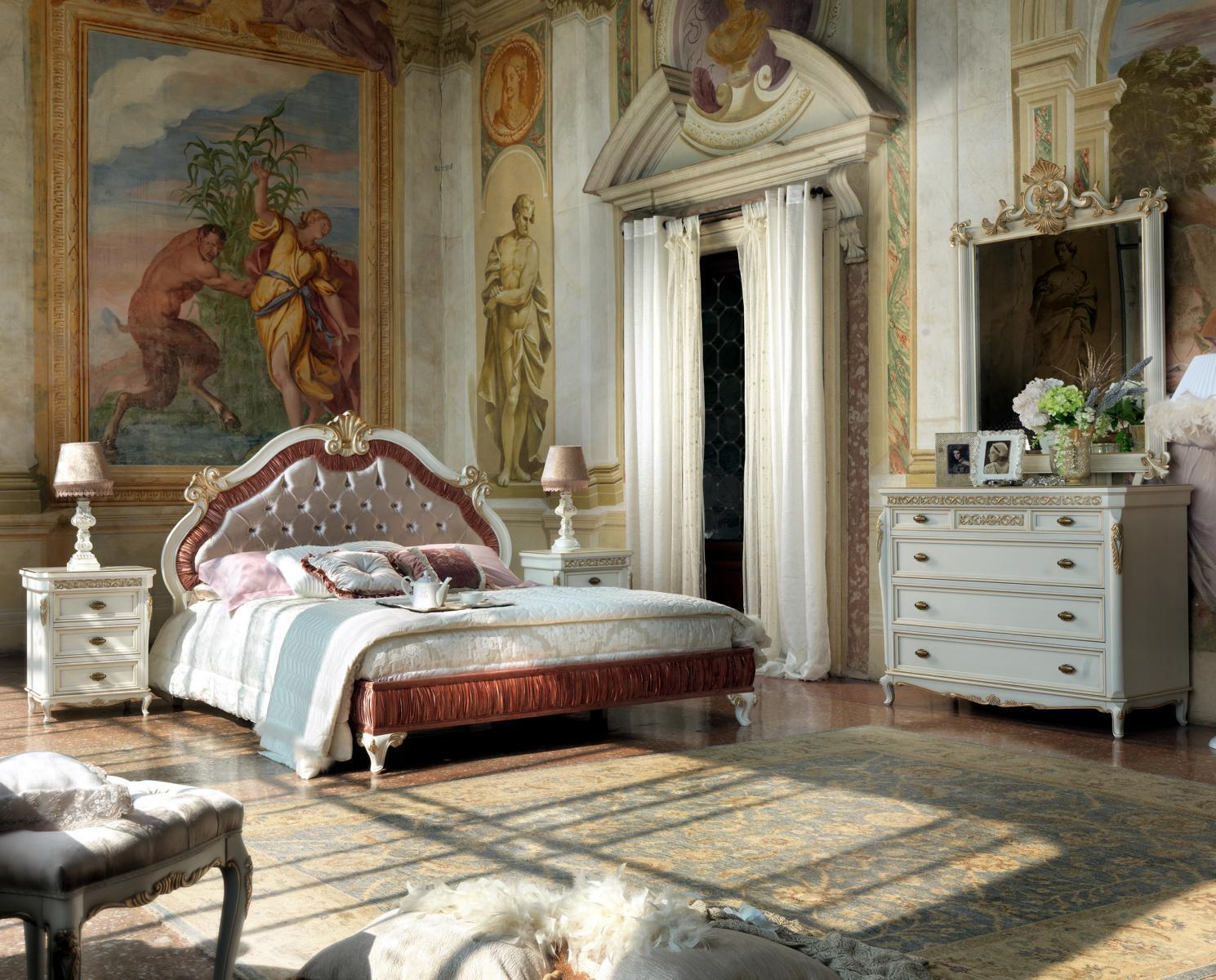 Design Schlafzimmer 5 tlg Komplett Set Bett Nachttisch Kommode Italienische Sets von JV Möbel