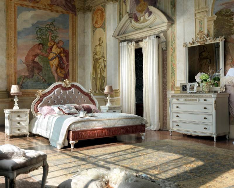 Design Schlafzimmer 5 tlg Komplett Set Bett Nachttisch Kommode Italienische Sets von JV Möbel