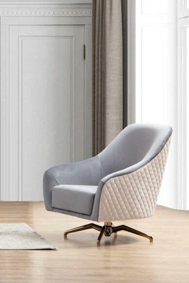 Design Sessel Polster Textil Modern Wohnzimmer Luxus Holz Möbel Drehstuhl Neu von JV Möbel