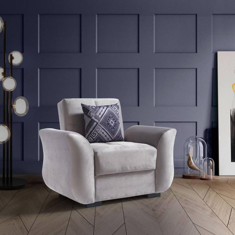 Design Sitzer Luxus Sessel Relax Textil Weiß Sessel Relaxsessel Modern von JV Möbel