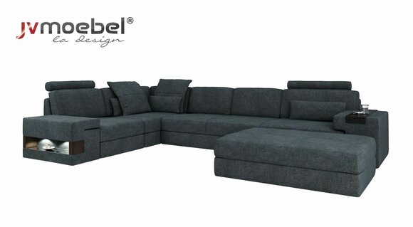 Design Sofa Couch Ecke mit Hocker Polstermöbel Wohnzimmer L-Form Modern Luxus von JV Möbel