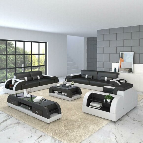 Design Sofa Couch Polster Sofas Couchen Sitz Garnitur Leder 3Sitzer von JV Möbel
