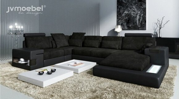 Design Sofa Ecksofas U Form Modernes Polster Wohnzimmer Möbel Ecksofa Textilsofa von JV Möbel