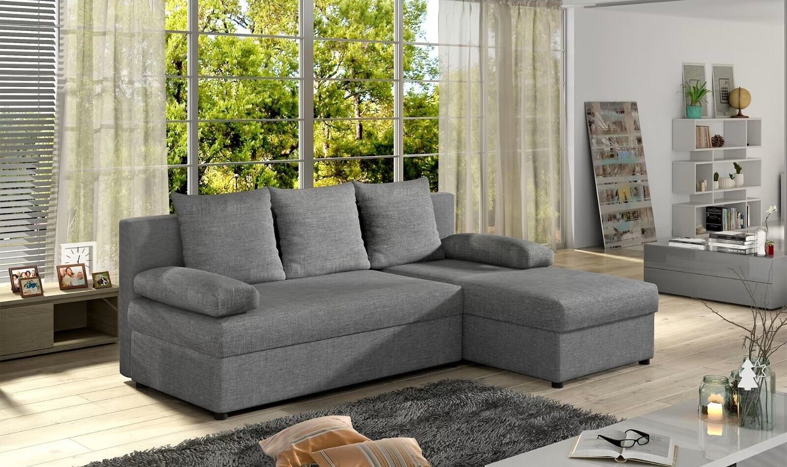 Design Sofa L-Form Couch Polster Schlafsofa Textil Bettfunktion Couchen Sofort Design Sofa L-Form Couch Polster Schlafsofa Textil Bettfunktion Couchen Sofort von JV Möbel