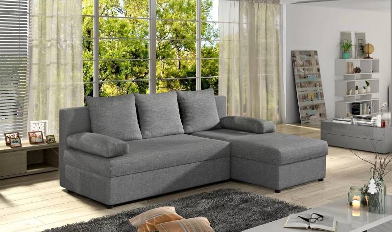 Design Sofa L-Form Couch Polster Schlafsofa Textil Bettfunktion Couchen Sofort von JV Möbel