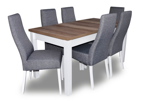 Design Tisch + 6 Stühle Esszimmer Garnitur Stuhl Set Essgarnituren Tische Holz von JV Moebel