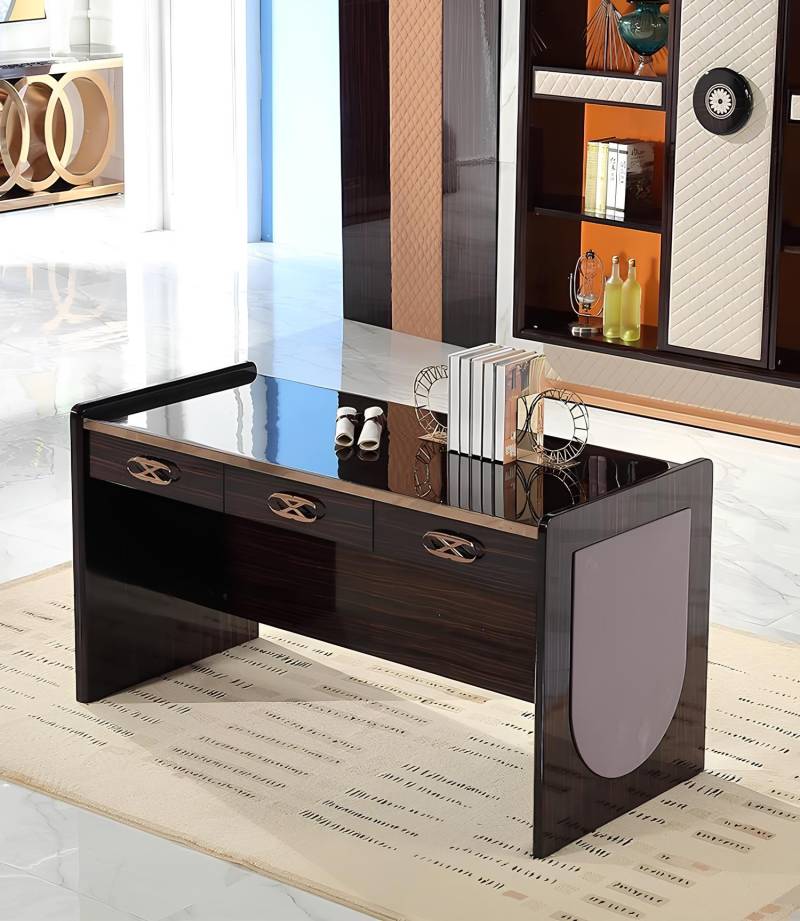 Design Tisch Sekretär Luxus Schreib Möbel Metall Hochglanz Tische Office Büro von JV Möbel