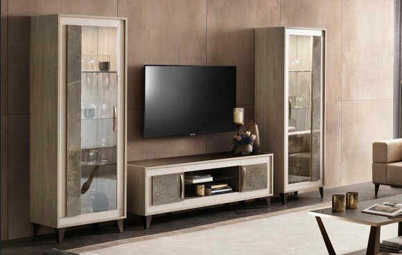 Design Wohnwand Sideboard 2x Schrank rtv Lowboard Anrichte 3 tlg. Set Vitrine von JV Möbel