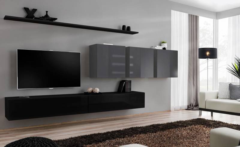 Design Wohnwand TV-Ständer 3x Wandschrank TV-Ständer Lowboard Einrichtung 7 tlg von JV Möbel