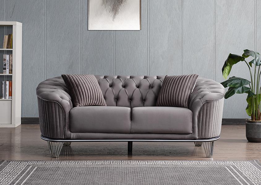 Design Wohnzimmer Luxus Modern Sofa 2 Sitzer Sofa Textil Hochwertig Grau Möbel Design Wohnzimmer Luxus Modern Sofa 2 Sitzer Sofa Textil Hochwertig Grau Möbel von JV Möbel