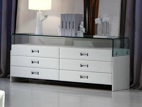 Design XXL Sideboard Glas Ablage Leder Kommoden Schrank Loawboard von JV Möbel
