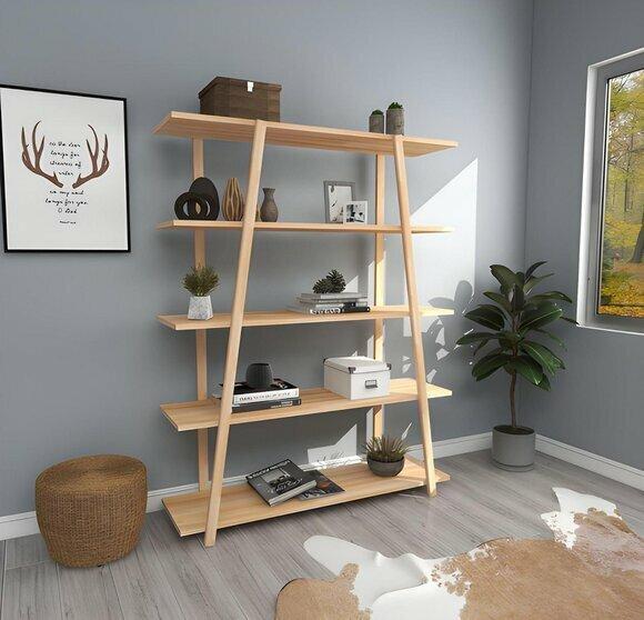 Designer Beiges Bücherregal Hochwertige Holz Schränke Edle Robuste Möbel von JV Moebel